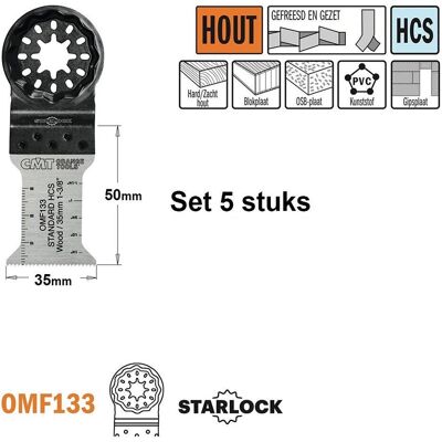 CMT, Sägeblatt, OMF133-X5 Multitool Sägeblatt für Holz 35 mm 5 Stück CMT, Sägeblatt, OMF133-X5 Multitool Sägeblatt für Holz 35 mm 5 Stück