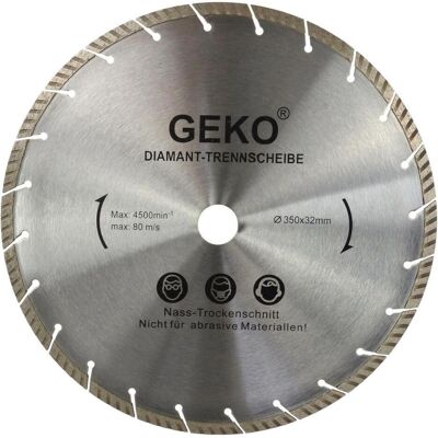 GEKO, Schleifmittel, Diamant-Turbo-Segment-Trennscheibe, 350x10x32mm GEKO, Schleifmittel, Diamant-Turbo-Segment-Trennscheibe, 350x10x32mm