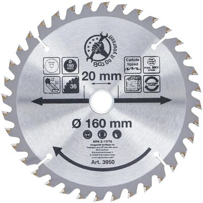 BGS, Sägeblatt, Hartmetall-Kreissägeblatt Ø 160 x 20 x 2,4 mm 36 Zähne BGS, Sägeblatt, Hartmetall-Kreissägeblatt Ø 160 x 20 x 2,4 mm 36 Zähne