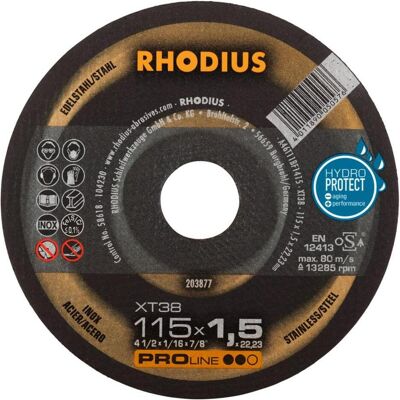 Rhodius, Sägeblatt, Extradünne Trennscheibe XT38 Ø 115 x 1,5 x 22,23mm Form 41 VPE: 50 Rhodius, Sägeblatt, Extradünne Trennscheibe XT38 Ø 115 x 1,5 x 22,23mm Form 41 VPE: 50