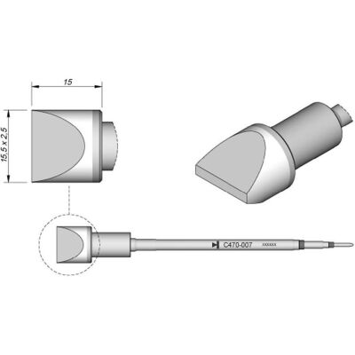 JBC Lötspitze Serie C470, Meisselform, C470007/15,5 x 2,5 mm, gerade, Lötgerät Zubehör JBC Lötspitze Serie C470, Meisselform, C470007/15,5 x 2,5 mm, gerade, Lötgerät Zubehör