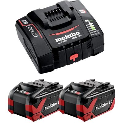 Metabo, Werkzeugakku + Ladegerät, Basis Set 2x LiHDX Akkupack 18 V 8,0 Ah Akku ( 2x 624975000 ) + ASC 290 Ladegerät ( (18 V) Metabo, Werkzeugakku + Ladegerät, Basis Set 2x LiHDX Akkupack 18 V 8,0 Ah Akku ( 2x 624975000 ) + ASC 290 Ladegerät ( (18 V)
