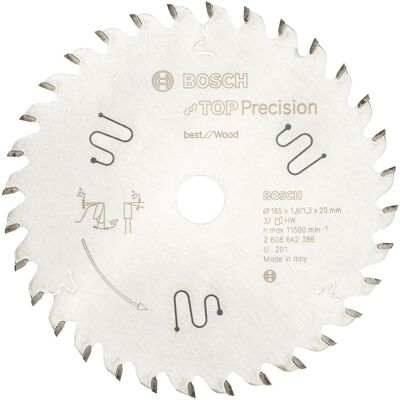 Bosch Professional Zubehör, Sägeblatt, Kreissägeblatt Top Precision Best for Wood, 165 x 20 x 1,8 mm, 32 Bosch Professional Zubehör, Sägeblatt, Kreissägeblatt Top Precision Best for Wood, 165 x 20 x 1,8 mm, 32
