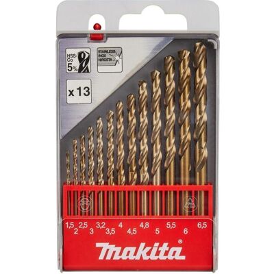 Makita, Bohrereinsatz, 13-teiliges Metallbohrer-Set HSS Co5 1,5-6,5mm (6,5 Millimeter) Makita, Bohrereinsatz, 13-teiliges Metallbohrer-Set HSS Co5 1,5-6,5mm (6,5 Millimeter)