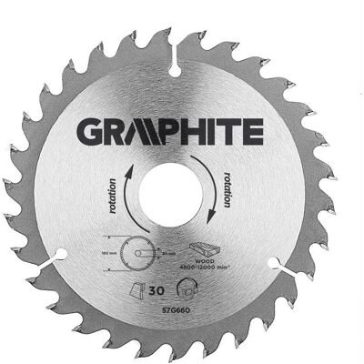 Graphite, Sägeblatt, Kreissägeblatt Graphit, 160x30 mm, 30 Zähne (57H660) Graphite, Sägeblatt, Kreissägeblatt Graphit, 160x30 mm, 30 Zähne (57H660)