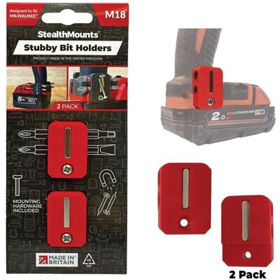 StealthMounts, Werkzeugwand, BH-M18-S-RED Roter Stubby-Bit-Halter für Milwaukee M18 (2er Pack) StealthMounts, Werkzeugwand, BH-M18-S-RED Roter Stubby-Bit-Halter für Milwaukee M18 (2er Pack)