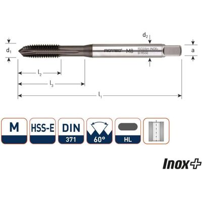 Rotec, Gewindeschneider + Gewindebohrer, 331.0400H HSS-E INOX+ Maschinengewindebohrer DL DIN 371B M 4x0,7 HL Rotec, Gewindeschneider + Gewindebohrer, 331.0400H HSS-E INOX+ Maschinengewindebohrer DL DIN 371B M 4x0,7 HL
