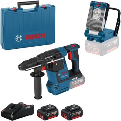 Bosch Professional, Bohrmaschine + Akkuschrauber, Accuboorhamer mit 2,6 J Schlagenergie, LED-Werklamp, zwei Akkus, Ladegerät und Koffer Bosch Professional, Bohrmaschine + Akkuschrauber, Accuboorhamer mit 2,6 J Schlagenergie, LED-Werklamp, zwei Akkus, Ladegerät und Koffer