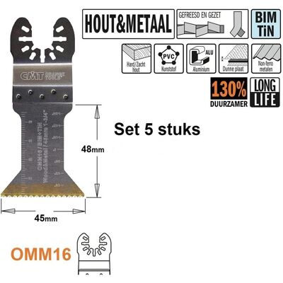 CMT, Sägeblatt, OMM16-x5 Multitool Sägeblatt für Holz und Metall 45 mm 5 Stück CMT, Sägeblatt, OMM16-x5 Multitool Sägeblatt für Holz und Metall 45 mm 5 Stück