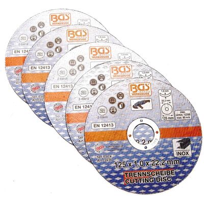 BGS, Sägeblatt, Trennscheiben für Edelstahl Ø 125 x 1,0 x 22,2 mm 5-tlg. BGS, Sägeblatt, Trennscheiben für Edelstahl Ø 125 x 1,0 x 22,2 mm 5-tlg.