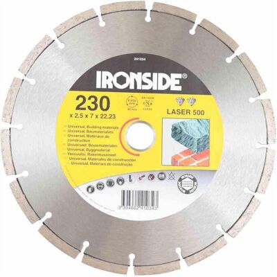 Ironside, Sägeblatt, 241034 Diamant Scheibe 230 mm 2,5/6 mm Laser 500 segmentiert Ironside, Sägeblatt, 241034 Diamant Scheibe 230 mm 2,5/6 mm Laser 500 segmentiert
