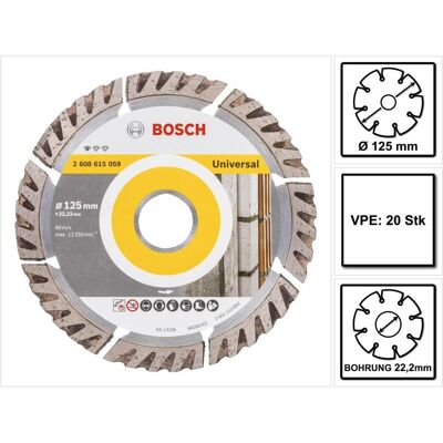 Bosch Professional, Sägeblatt, Standard for Universal Diamanttrennscheibe 125 x 22,23 mm 20 Stk. ( 20x 2608615060 ) für Bet Bosch Professional, Sägeblatt, Standard for Universal Diamanttrennscheibe 125 x 22,23 mm 20 Stk. ( 20x 2608615060 ) für Bet