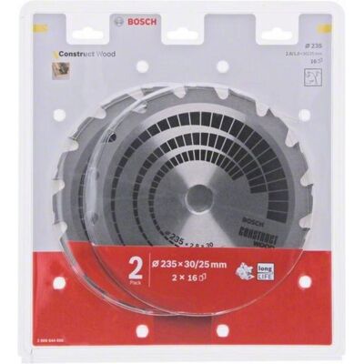 Bosch Zubehör, Sägeblatt, Vorteilspack Kreissägeblatt 2x Construct Wood 235x30x2.8/1.8x16T Bosch Zubehör, Sägeblatt, Vorteilspack Kreissägeblatt 2x Construct Wood 235x30x2.8/1.8x16T