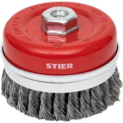 Stier, Schleifmittel, Topfbürste Ø 100 mm, M14, 0,5 mm, gezopft, Stahl Stier, Schleifmittel, Topfbürste Ø 100 mm, M14, 0,5 mm, gezopft, Stahl