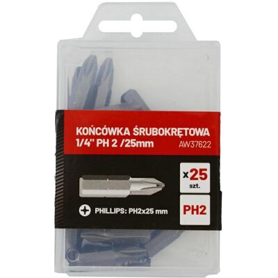 Awtools, Bits, AW KOŃCÓWKA ŚRUBOKRĘTOWA 1/4" PH 2 /25mm /25szt. Awtools, Bits, AW KOŃCÓWKA ŚRUBOKRĘTOWA 1/4" PH 2 /25mm /25szt.