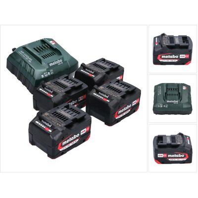 Metabo, Werkzeugakku + Ladegerät, Basis Set 4x Li-Power Akkupack 18 V 4,0 Ah CAS Li-Ion Akku ( 4x 625027000 ) + ASC 55 Ladegerä (18 V) Metabo, Werkzeugakku + Ladegerät, Basis Set 4x Li-Power Akkupack 18 V 4,0 Ah CAS Li-Ion Akku ( 4x 625027000 ) + ASC 55 Ladegerä (18 V)