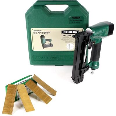 Prebena, Tacker + Nagelpistole, Druckluftnagler 2P-J/ES 40 COMBI 5 bis 7 Bar - im Transportkoffer + J 40 CNKHA Stauc Prebena, Tacker + Nagelpistole, Druckluftnagler 2P-J/ES 40 COMBI 5 bis 7 Bar - im Transportkoffer + J 40 CNKHA Stauc
