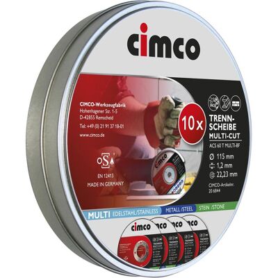 Cimco, Sägeblatt, Multicutscheiben in Dose 10x 115x1,2mm 206844 Cimco, Sägeblatt, Multicutscheiben in Dose 10x 115x1,2mm 206844