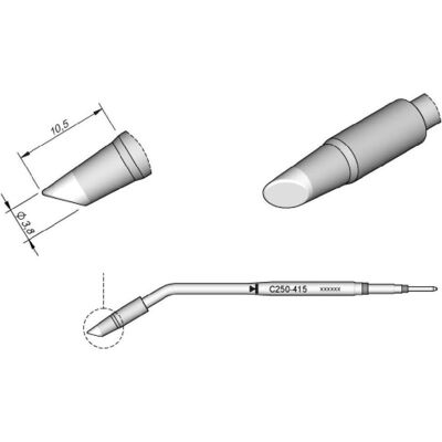 JBC Lötspitze Serie C250, Rundform, C250415/Ø 3,8 mm, abgeschrägt (Lötspitze), Lötgerät Zubehör JBC Lötspitze Serie C250, Rundform, C250415/Ø 3,8 mm, abgeschrägt (Lötspitze), Lötgerät Zubehör