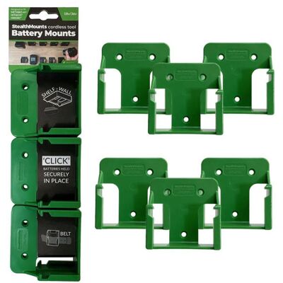 StealthMounts BM-MHH18-GRN-6 Grüne Batteriehalter für Hikoki/Metabo HPT/Hitachi 18v (6 Stück), Batterie Zubehör, Grün StealthMounts BM-MHH18-GRN-6 Grüne Batteriehalter für Hikoki/Metabo HPT/Hitachi 18v (6 Stück), Batterie Zubehör, Grün