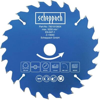 Scheppach, Sägeblatt, 7901810604 Kreissägeblatt Ø165 24 Zähne Scheppach, Sägeblatt, 7901810604 Kreissägeblatt Ø165 24 Zähne