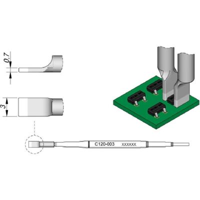 JBC Entlötspitze Serie C120 für Dual-In-Line, C120003/3,0 mm, gerade (Entlötset), Lötgerät Zubehör JBC Entlötspitze Serie C120 für Dual-In-Line, C120003/3,0 mm, gerade (Entlötset), Lötgerät Zubehör