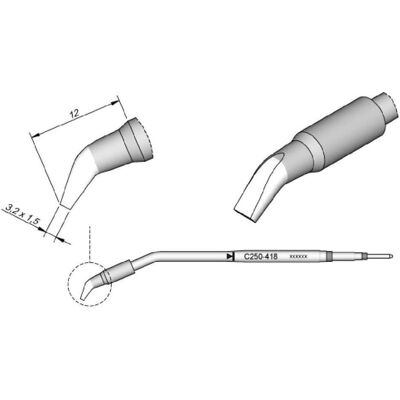JBC Lötspitze Serie C250, Meisselform, C250418/3,2 x 1,5 mm, gebogen, Lötgerät Zubehör JBC Lötspitze Serie C250, Meisselform, C250418/3,2 x 1,5 mm, gebogen, Lötgerät Zubehör