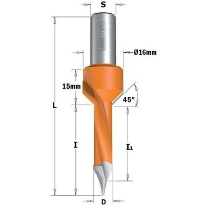 CMT, Bohrereinsatz, 378.072.11 Dübelbohrer mit festem Senker 7mm, Schaft 10 rechts (7 mm) CMT, Bohrereinsatz, 378.072.11 Dübelbohrer mit festem Senker 7mm, Schaft 10 rechts (7 mm)