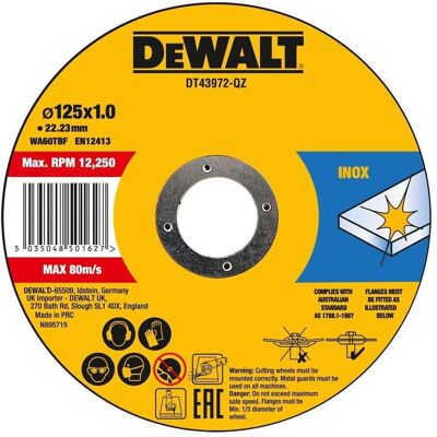 DeWalt 125mm Edelstahl-Schneidplatte - Schleifmittel DeWalt 125mm Edelstahl-Schneidplatte - Schleifmittel