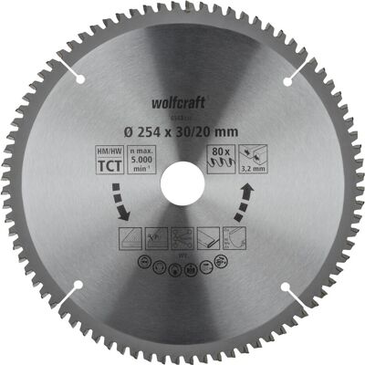 wolfcraft, Sägeblatt, 1 Kapp/Gehr.sägeblatt HM 80 Zähne ø254mm wolfcraft, Sägeblatt, 1 Kapp/Gehr.sägeblatt HM 80 Zähne ø254mm