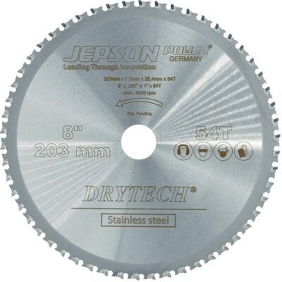 Jepson, Sägeblatt, Metallkreissägeblatt DrytechHM203/54Z D.203mm B.1,2mm HM Bohrungs-D.25,4mm Z.54 Jepson, Sägeblatt, Metallkreissägeblatt DrytechHM203/54Z D.203mm B.1,2mm HM Bohrungs-D.25,4mm Z.54