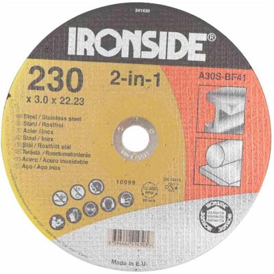 Ironside, Sägeblatt, Trennscheibe für Metall 230 x 3,2 mm Bohrung 22mm Ironside, Sägeblatt, Trennscheibe für Metall 230 x 3,2 mm Bohrung 22mm