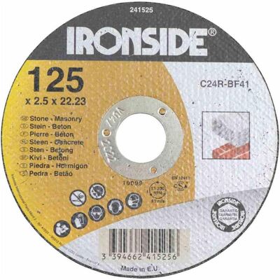 Ironside, Sägeblatt, Trennscheibe für Stein 125 x 2,5 mm Bohrung 22mm Ironside, Sägeblatt, Trennscheibe für Stein 125 x 2,5 mm Bohrung 22mm