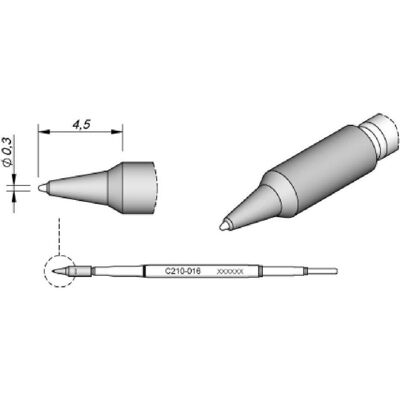 JBC Lötspitze Serie C210, Rundform, C210016/Ø 0,3 mm, gerade, spitz (Lötspitze), Lötgerät Zubehör JBC Lötspitze Serie C210, Rundform, C210016/Ø 0,3 mm, gerade, spitz (Lötspitze), Lötgerät Zubehör