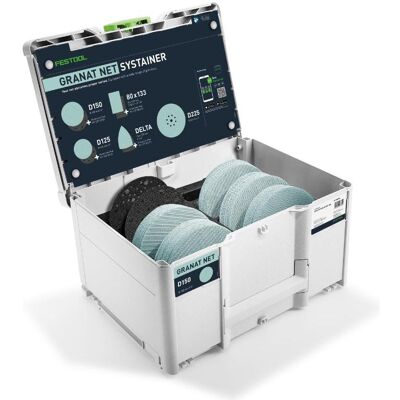 Festool, Schleifmittel, Schleifmittel-Systainer Granat Net D150 GR NET SYS (P120, P180, P240, P60, P80) Festool, Schleifmittel, Schleifmittel-Systainer Granat Net D150 GR NET SYS (P120, P180, P240, P60, P80)