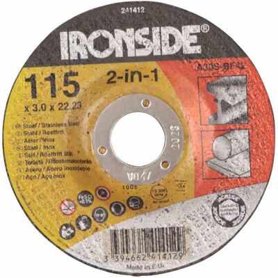 Ironside, Sägeblatt, 241412 Trennscheiben115x3,0mm Metall gekröpft,Bohrung 22m Ironside, Sägeblatt, 241412 Trennscheiben115x3,0mm Metall gekröpft,Bohrung 22m