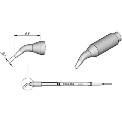 JBC Lötspitze Serie C245, Rundform, C245904/Ø 1,0 mm, gebogen (Lötspitze), Lötgerät Zubehör JBC Lötspitze Serie C245, Rundform, C245904/Ø 1,0 mm, gebogen (Lötspitze), Lötgerät Zubehör