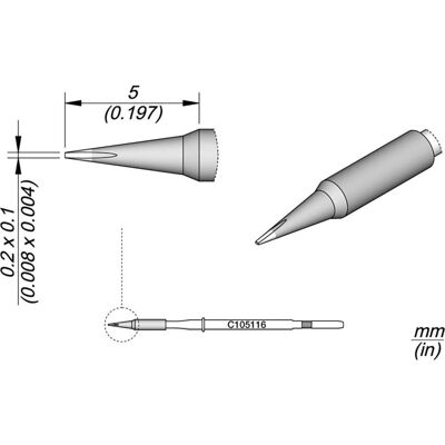 JBC C105 Lötspitze - Fein, Gerade, für Nano-Werkzeuge JBC C105 Lötspitze - Fein, Gerade, für Nano-Werkzeuge