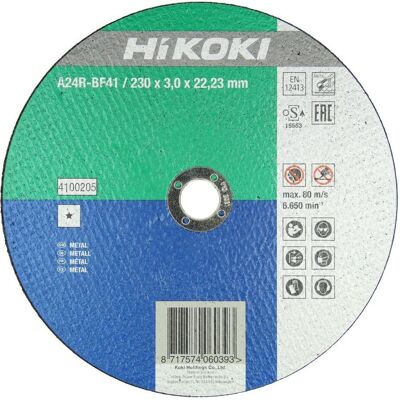 Hikoki, Sägeblatt, Zubehör 4100204 Trennscheibe 180x2,5x22,23 mm flach/Stahl Hikoki, Sägeblatt, Zubehör 4100204 Trennscheibe 180x2,5x22,23 mm flach/Stahl