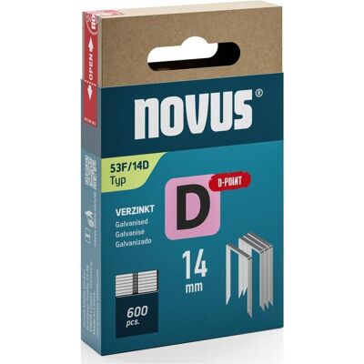 Novus, Tackerklammern + Tackernägel, Flachdrahtklammern D 53 F 14mm D-Point Novus, Tackerklammern + Tackernägel, Flachdrahtklammern D 53 F 14mm D-Point
