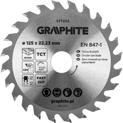 Graphite, Sägeblatt, Sägeblatt, Widia, 125 x 22,23 mm, 24 Zähne Graphite, Sägeblatt, Sägeblatt, Widia, 125 x 22,23 mm, 24 Zähne