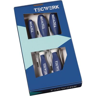 Tecwerk, Schraubenzieher, Schraubendrehersatz 6-teilig PH / PZD 3-Komponentengriff Rundklinge Tecwerk, Schraubenzieher, Schraubendrehersatz 6-teilig PH / PZD 3-Komponentengriff Rundklinge
