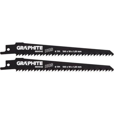 Graphite, Sägeblatt, Säbelsägeblatt, HCS, 150 x 19 x 1,25 mm, 6TPI, Anz. 2 Stück Graphite, Sägeblatt, Säbelsägeblatt, HCS, 150 x 19 x 1,25 mm, 6TPI, Anz. 2 Stück