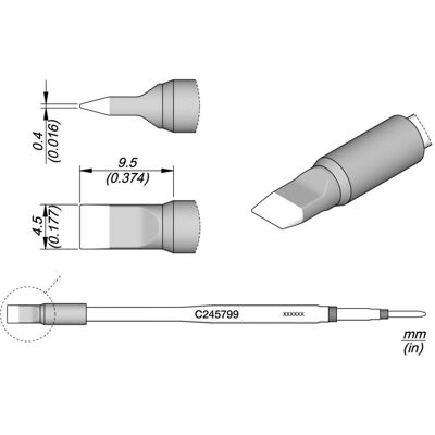 JBC Lötspitze Serie C245 Meisselform, C245731/4,5 x 0,4 mm, gerade, Lötgerät Zubehör JBC Lötspitze Serie C245 Meisselform, C245731/4,5 x 0,4 mm, gerade, Lötgerät Zubehör