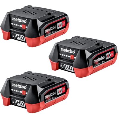 Metabo, Werkzeugakku + Ladegerät, Akku Set 3x LiHD Akkupack 12 V 4,0 Ah / 4000 mAh Li-Ion mit Ladestandanzeige ( 3x 625349000 Metabo, Werkzeugakku + Ladegerät, Akku Set 3x LiHD Akkupack 12 V 4,0 Ah / 4000 mAh Li-Ion mit Ladestandanzeige ( 3x 625349000