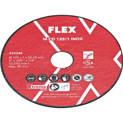Flex-Tools, Sägeblatt, Zubehör 533348 M-CD 125/1 INOX Trennscheibe 125 x 1 mm 10 Stück Flex-Tools, Sägeblatt, Zubehör 533348 M-CD 125/1 INOX Trennscheibe 125 x 1 mm 10 Stück