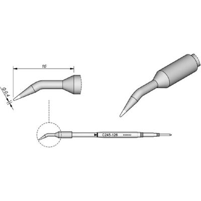 JBC Lötspitze Serie C245, Rundform, C245126/Ø 0,4 mm, gebogen (Lötspitze), Lötgerät Zubehör JBC Lötspitze Serie C245, Rundform, C245126/Ø 0,4 mm, gebogen (Lötspitze), Lötgerät Zubehör