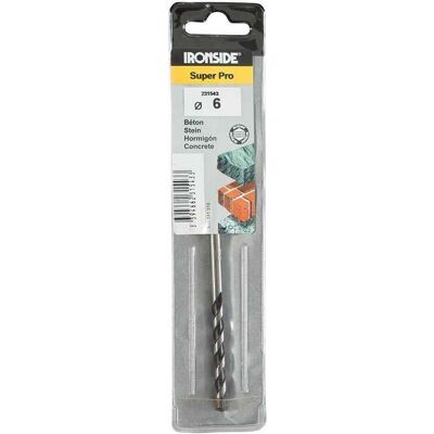 Ironside, Bohrereinsatz, Betonbohrer Super Pro Ø 6,0 mm, Länge 120 mm, Arbeitslänge 80 mm, DIN 8039, geeignet für St (6 Millimeter) Ironside, Bohrereinsatz, Betonbohrer Super Pro Ø 6,0 mm, Länge 120 mm, Arbeitslänge 80 mm, DIN 8039, geeignet für St (6 Millimeter)