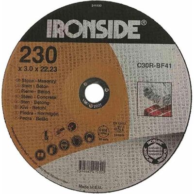 Ironside, Sägeblatt, Trennscheibe für Stein 230 x 3,2 mm Bohrung 22mm Ironside, Sägeblatt, Trennscheibe für Stein 230 x 3,2 mm Bohrung 22mm