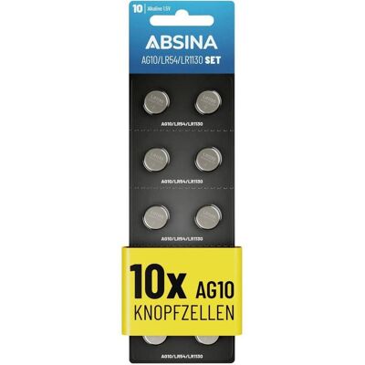 Absina Knopfzelle AG 10 1.5 V 10 St. Alkali-Mangan (10 Stk., A10), Batterien + Akkus Absina Knopfzelle AG 10 1.5 V 10 St. Alkali-Mangan (10 Stk., A10), Batterien + Akkus
